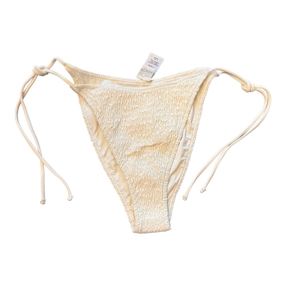 L*Space Smocked Lennox Bikini Bottom in Cream NWOT